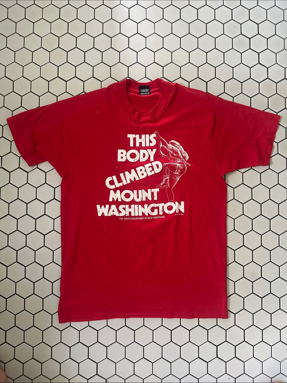 90's "This Body Climbed Mount Washington" Graphic Tee- red